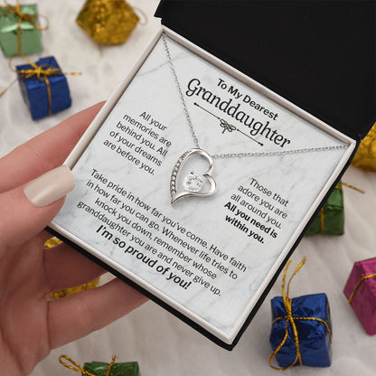 My Dearest Granddaughter Gift - All You Need is Within You - Forever Love Necklace