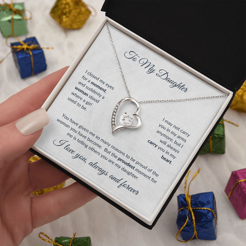 To My Daughter - Proudest Moment Forever Love Necklace White