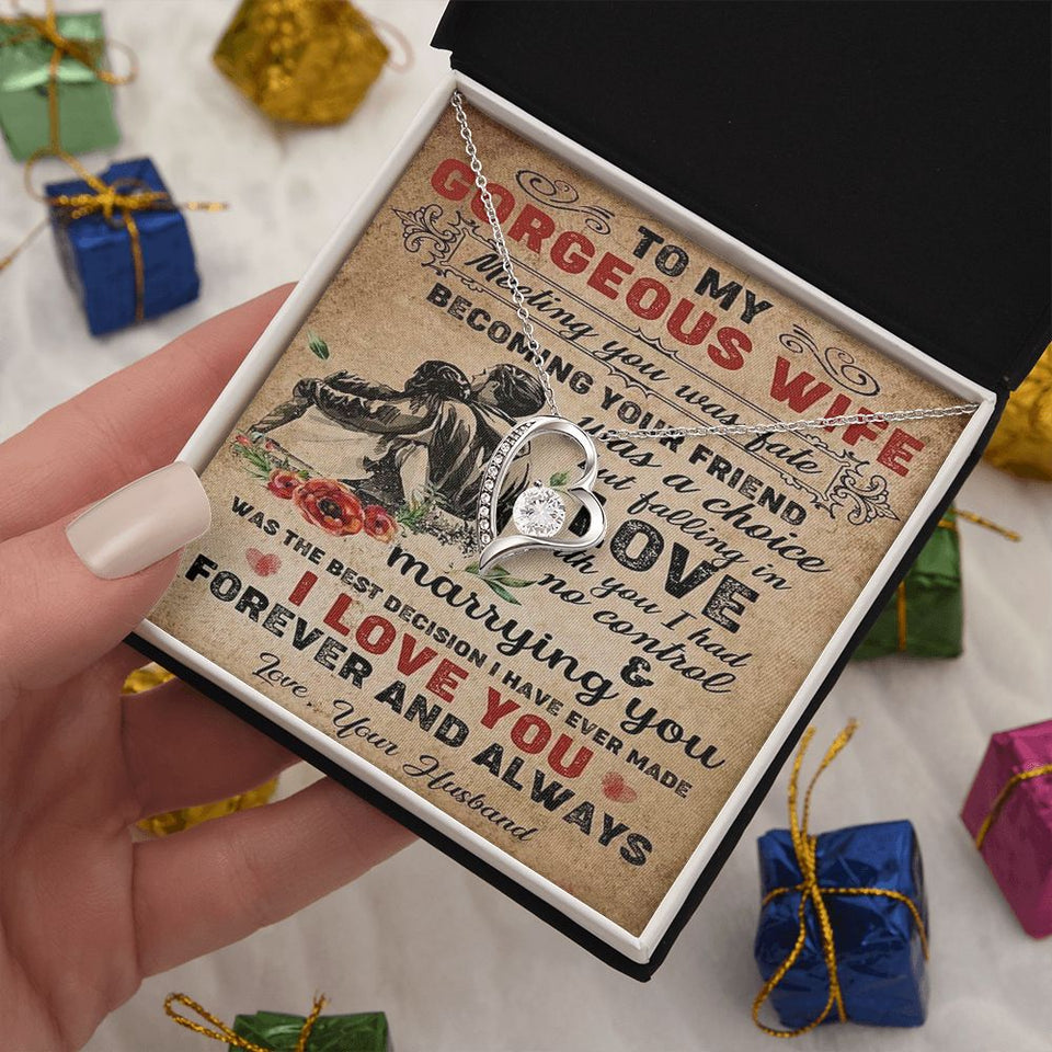 To My Gorgeous Wife, I Love You, Forever Love Necklace, Romantic Gift For Wife