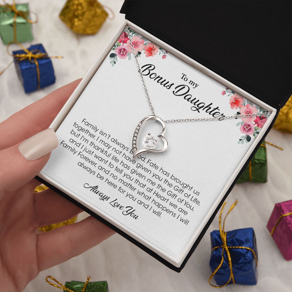 My Bonus Daughter | The Gift Of You - Forever Love Necklace Gift For Mom, necklace For Wife, Gift For Mother's Day