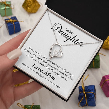 My Daughter | Braver Stronger Smarter - Forever Love Necklace Gift For Mom, necklace For Wife, Gift For Mother's Day