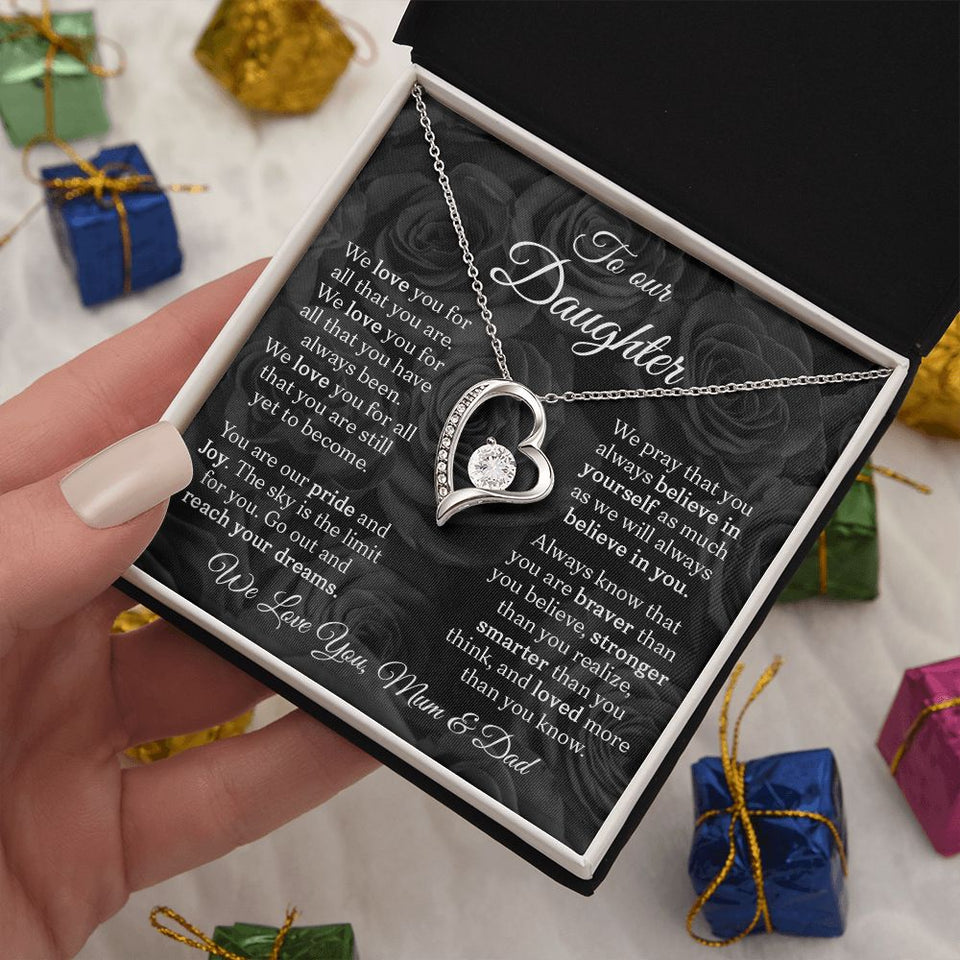 To Our Daughter | We Love You For All | Gift From Mom and Dad | Forever Love Necklace