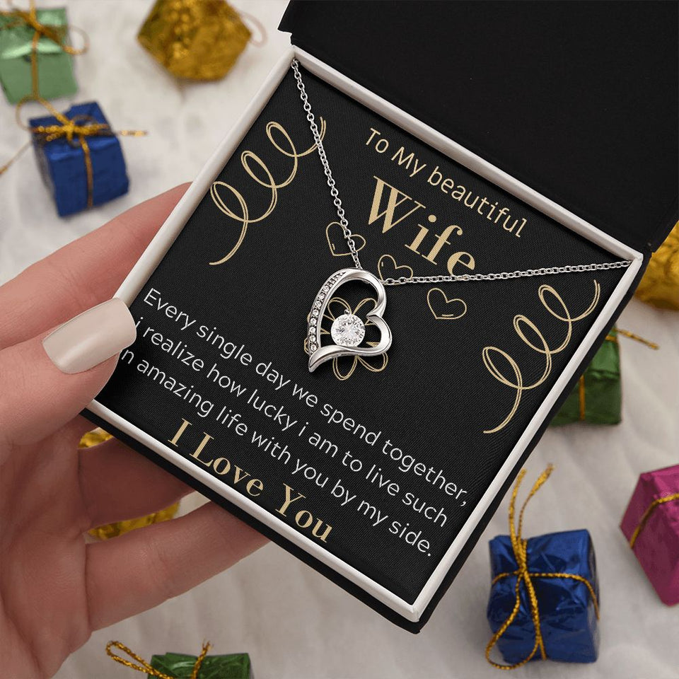 To My beautiful Wife Necklace, Romantic Gift, Birthday Gift, Forever Love Necklace