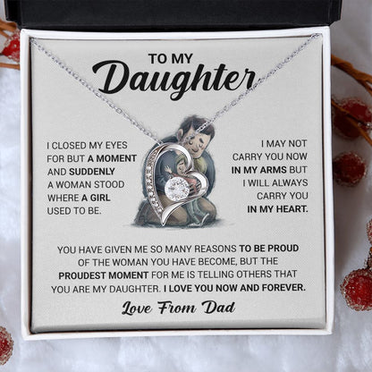 To My Daughter, Carry You In My Heart, Gift For Daughter From Dad, Forever Love Necklace, Christmas Gift Idea