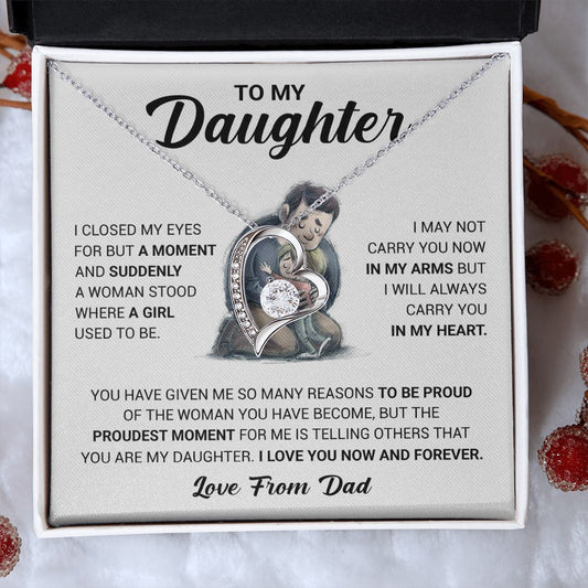 To My Daughter, Carry You In My Heart, Gift For Daughter From Dad, Forever Love Necklace, Christmas Gift Idea