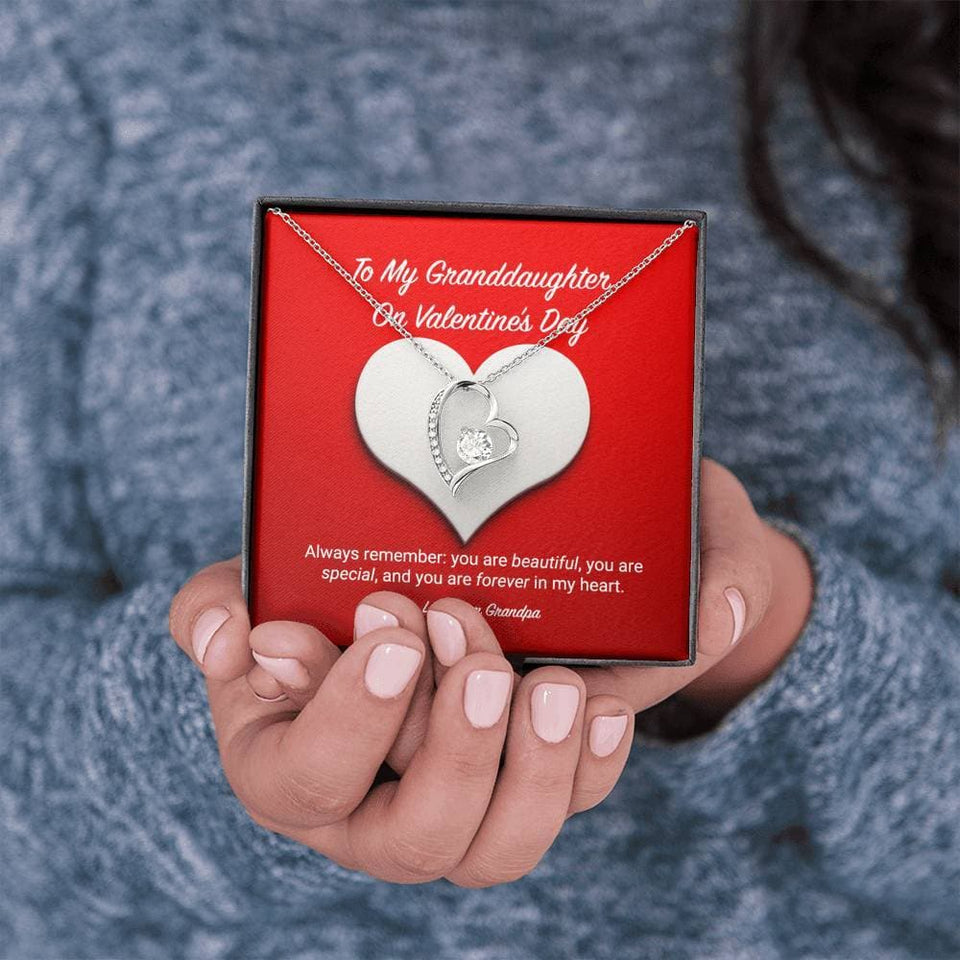 To My Granddaughter from Grandpa Valentine's Day Forever Love Necklace