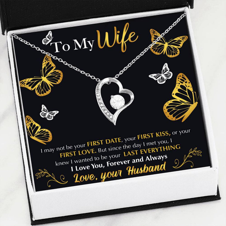 Forever Love Necklace - To My Wife - Last Everything - Flying Butterflies Gift For Wife For Mom Gift For