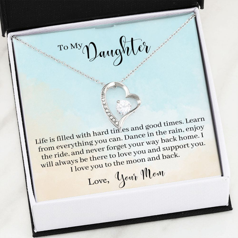 To My Daughter -Learn From Everything -  Forever Love Heart Necklace