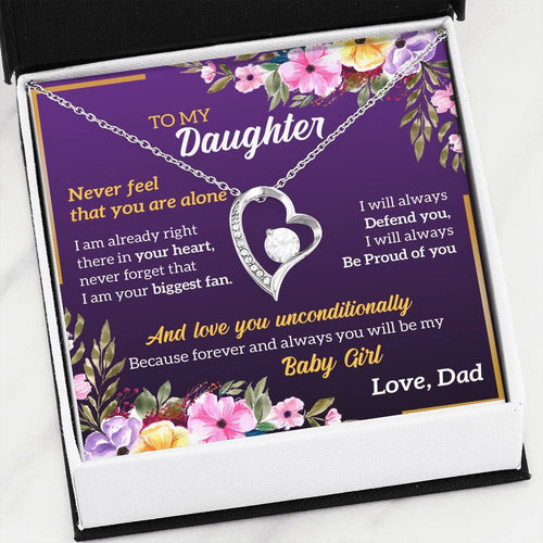 Namashops - Forever Love Necklace - To My Daughter - Forever Love - You are not alone, Gift For Wife, For Mom, Gift For Christmas, Birthday