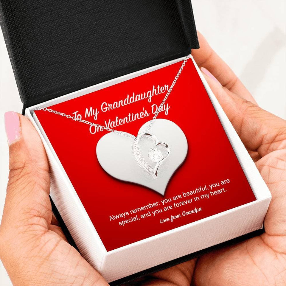 To My Granddaughter from Grandpa Valentine's Day Forever Love Necklace
