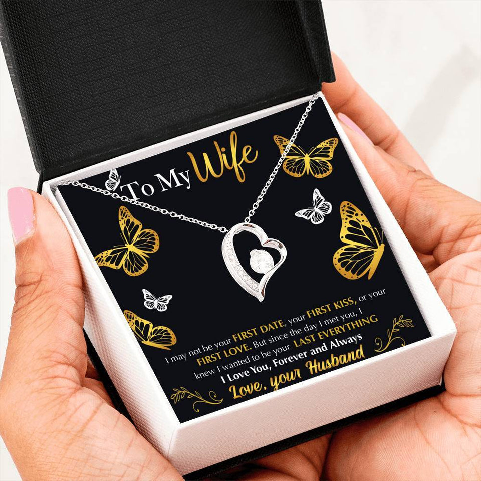 Forever Love Necklace - To My Wife - Last Everything - Flying Butterflies Gift For Wife For Mom Gift For