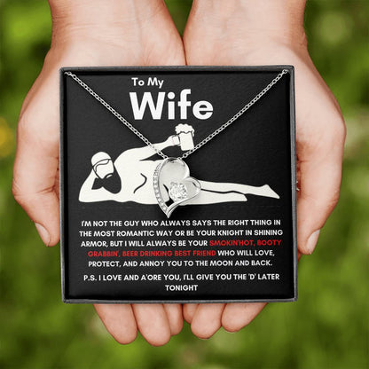 To My Wife - Forever Love Necklace - Booty Grabbin' - Black Card Gift For Mom, necklace For Wife, Gift For Mother's Day