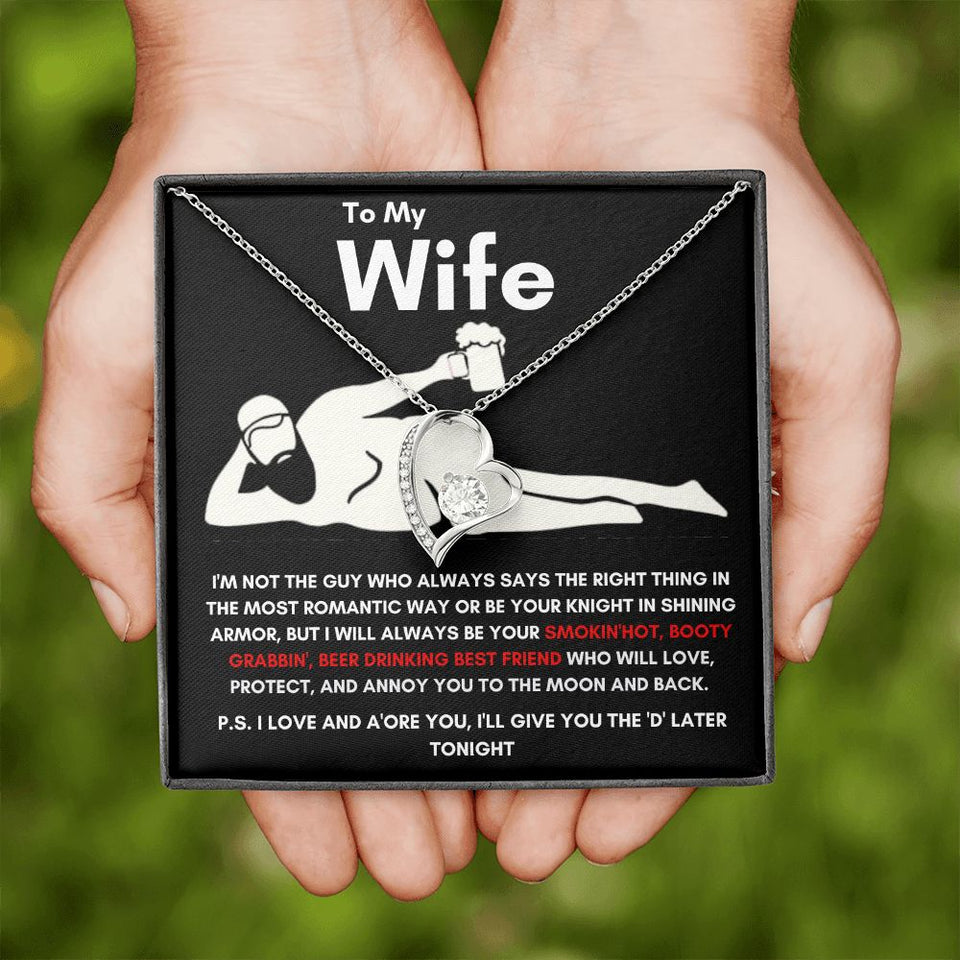 To My Wife - Forever Love Necklace - Booty Grabbin' - Black Card Gift For Mom, necklace For Wife, Gift For Mother's Day