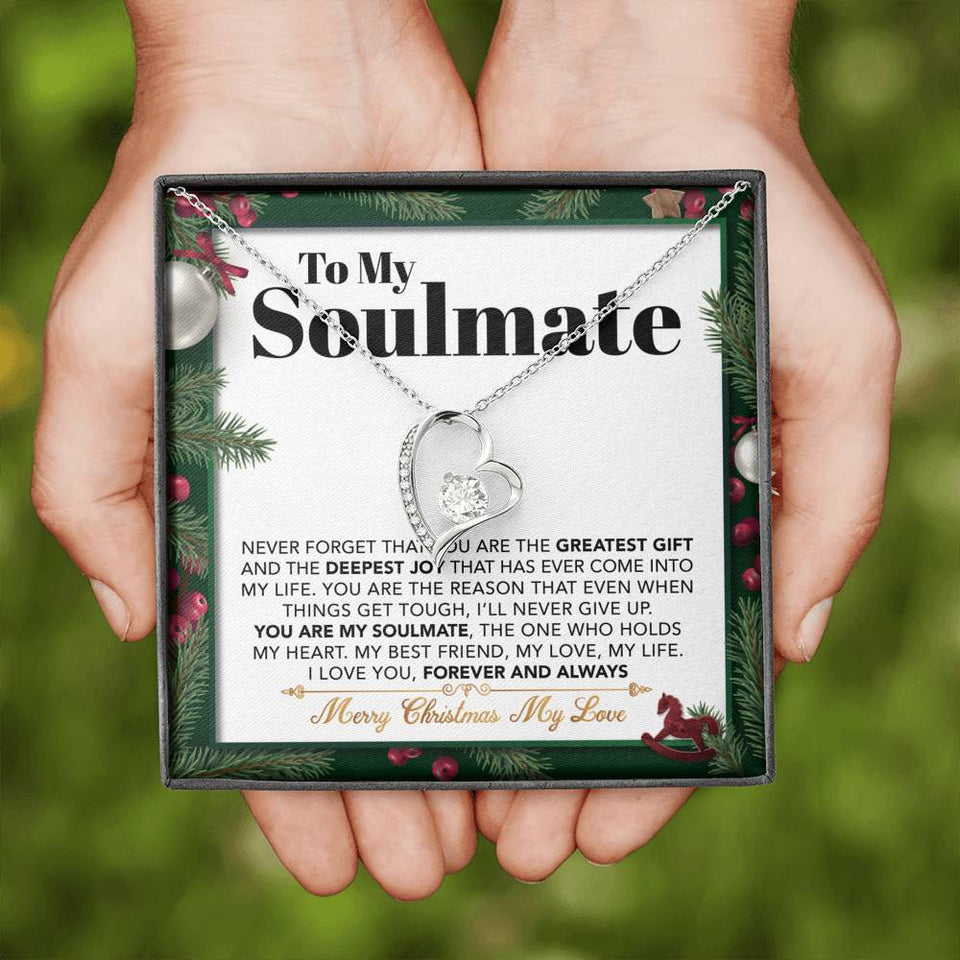 Namashops - Forever Love Necklace - To My Soulmate - The One who Holds my Heart - Forever Love Necklace, Gift For Wife, For Mom, Gift For Christmas, Birthday