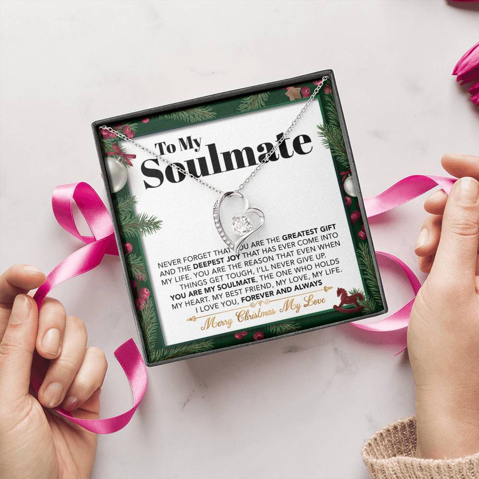Namashops - Forever Love Necklace - To My Soulmate - The One who Holds my Heart - Forever Love Necklace, Gift For Wife, For Mom, Gift For Christmas, Birthday