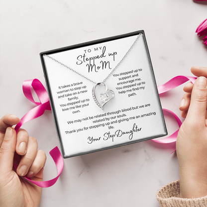Gorgeous Necklace for Step Mom from Step Daughter, Personalized Forever Love Necklace, Birthday, Mother's Day Gift