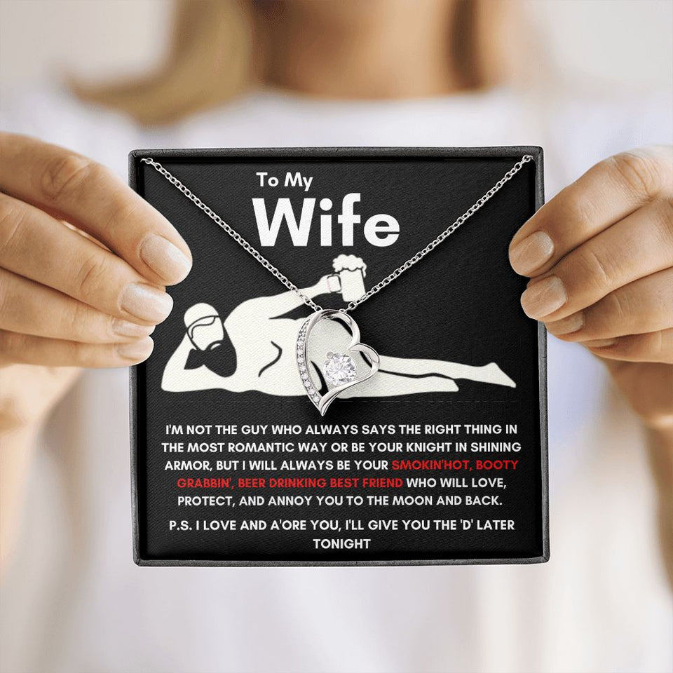To My Wife - Forever Love Necklace - Booty Grabbin' - Black Card Gift For Mom, necklace For Wife, Gift For Mother's Day