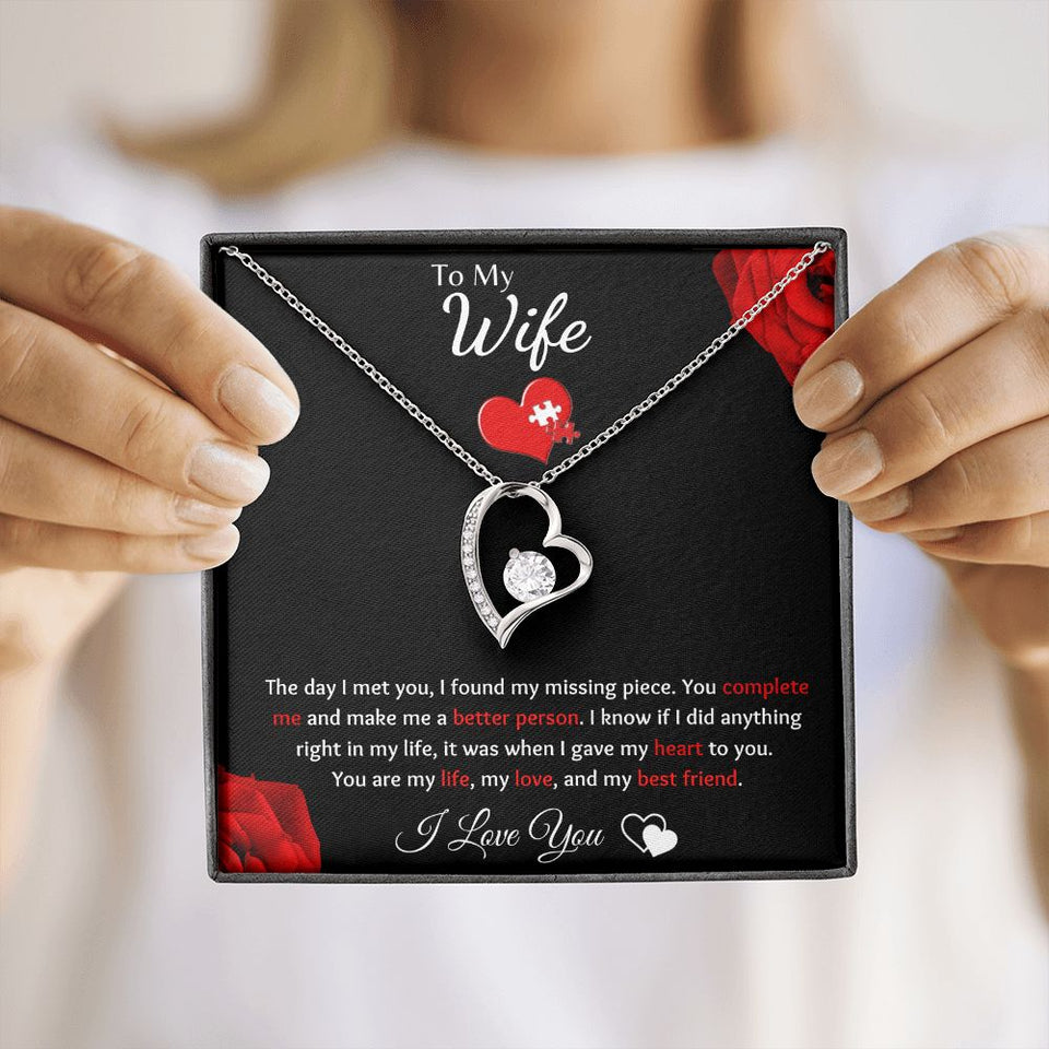 To My Wife - Forever Love Necklace - Puzzle Piece Gift For Mom, necklace For Wife, Gift For Mother's Day
