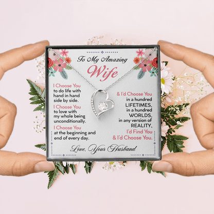 To My Wife | I Choose You | Forever Love Necklace | Romantic Gift for Wife