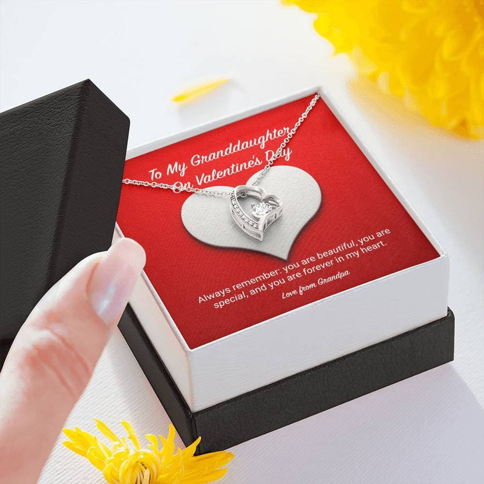 To My Granddaughter from Grandpa Valentine's Day Forever Love Necklace
