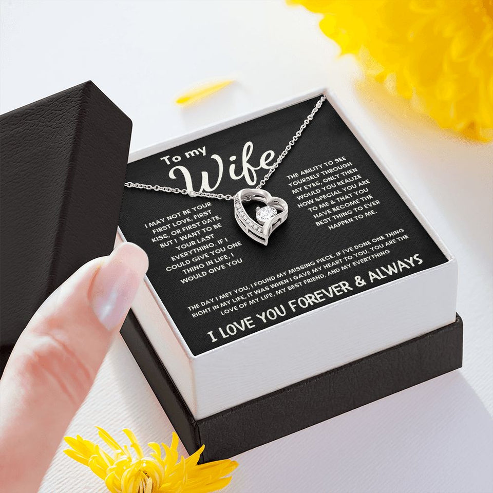 To My Wife - Forever Love Necklace - The Day I Met You - Black Card Gift For Mom, necklace For Wife, Gift For Mother's Day