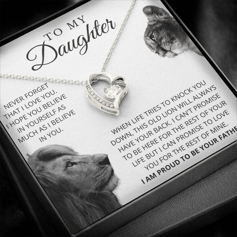 To My Daughter Necklace Never Forget Forever Love You, Best Gift for Daughter, Necklace for Daughter, Forever Love Necklace