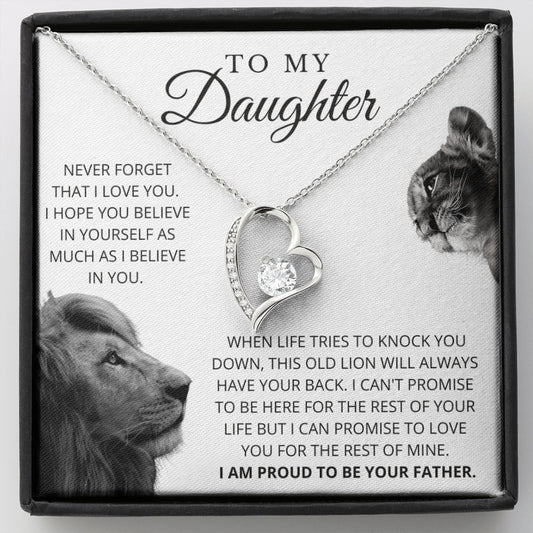 To My Daughter Necklace Never Forget Forever Love You, Best Gift for Daughter, Necklace for Daughter, Forever Love Necklace