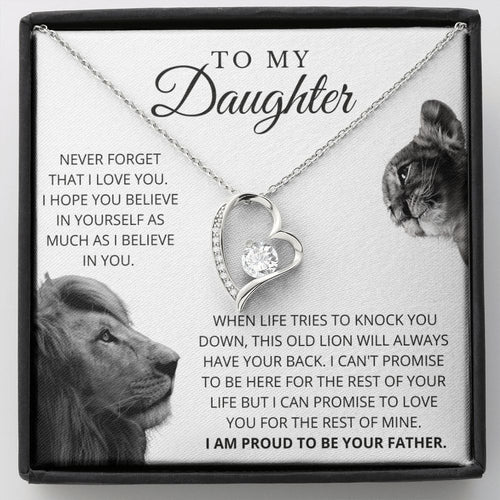 To My Daughter Necklace Never Forget Forever Love You, Best Gift for Daughter, Necklace for Daughter, Forever Love Necklace