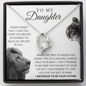 To My Daughter Necklace Never Forget Forever Love You, Best Gift for Daughter, Necklace for Daughter, Forever Love Necklace
