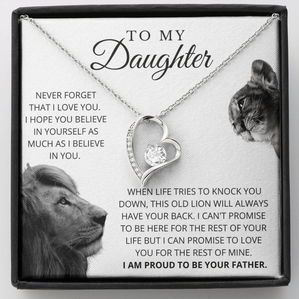 To My Daughter Necklace Never Forget Forever Love You, Best Gift for Daughter, Necklace for Daughter, Forever Love Necklace