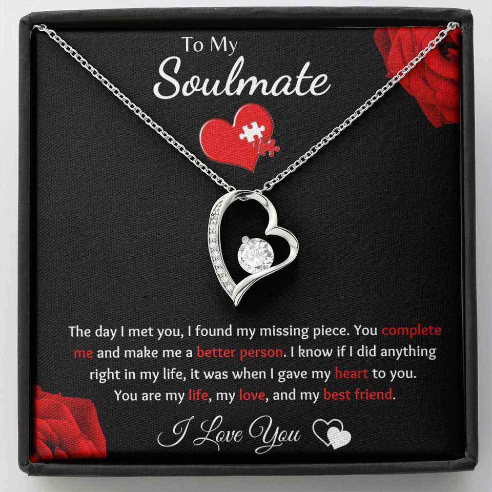 To My Soulmate - Forever Love Necklace - Puzzle Piece Gift For Mom, necklace For Wife, Gift For Mother's Day