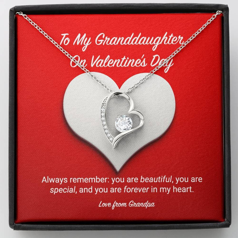 To My Granddaughter from Grandpa Valentine's Day Forever Love Necklace