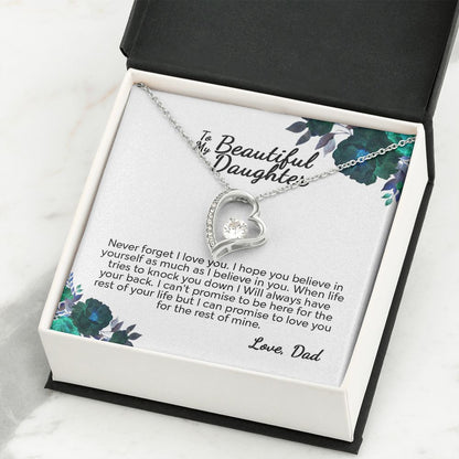 To My Beautiful Daughter From Dad | I Can Promise | White Version | Forever Love Necklace