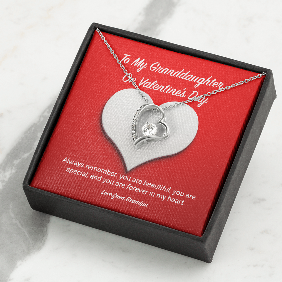 To My Granddaughter from Grandpa Valentine's Day Forever Love Necklace