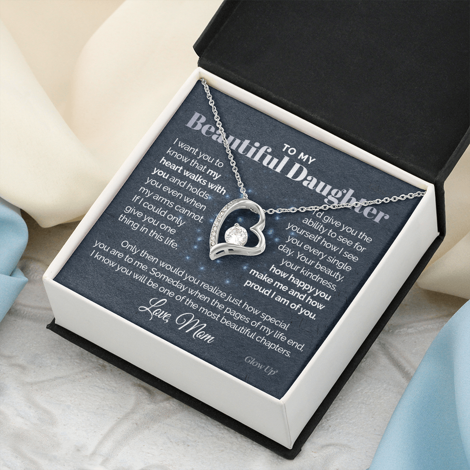 Namashops - Forever Love Necklace - To my Beautiful Daughter - I'm proud of you - Forever love necklace, Gift For Wife, For Mom, Gift For Christmas, Birthday