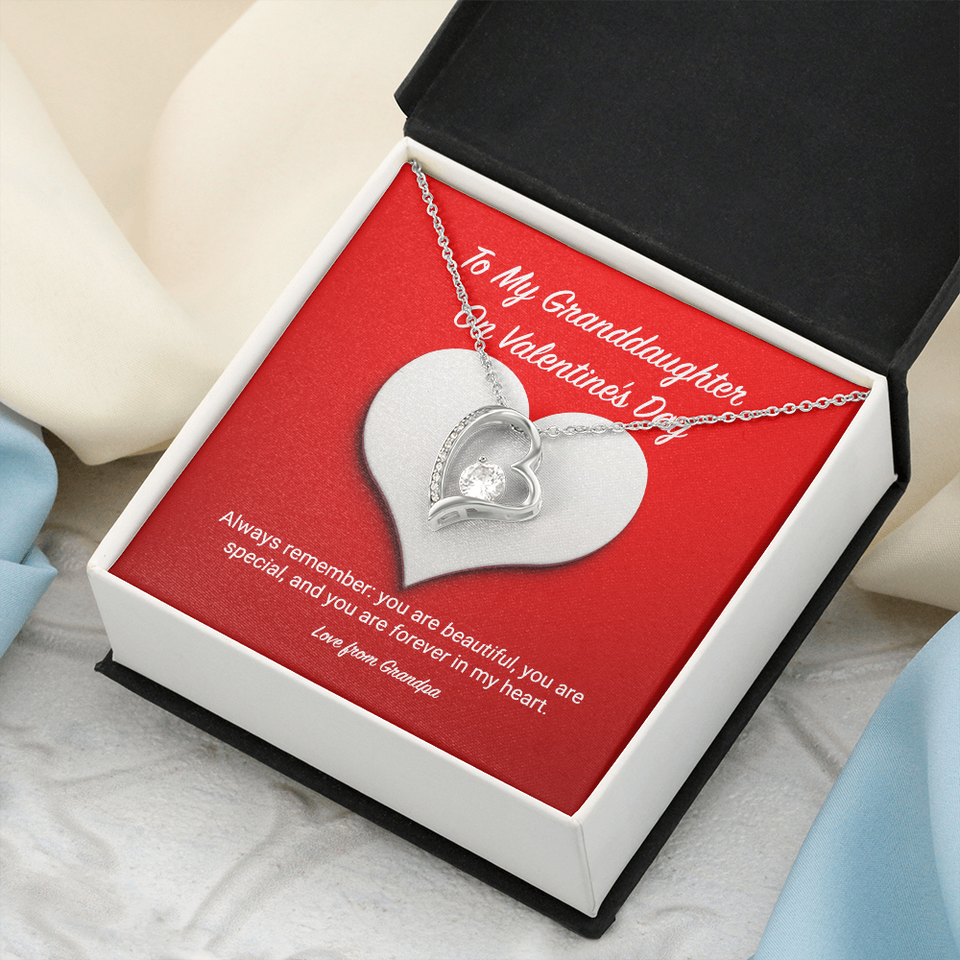 To My Granddaughter from Grandpa Valentine's Day Forever Love Necklace