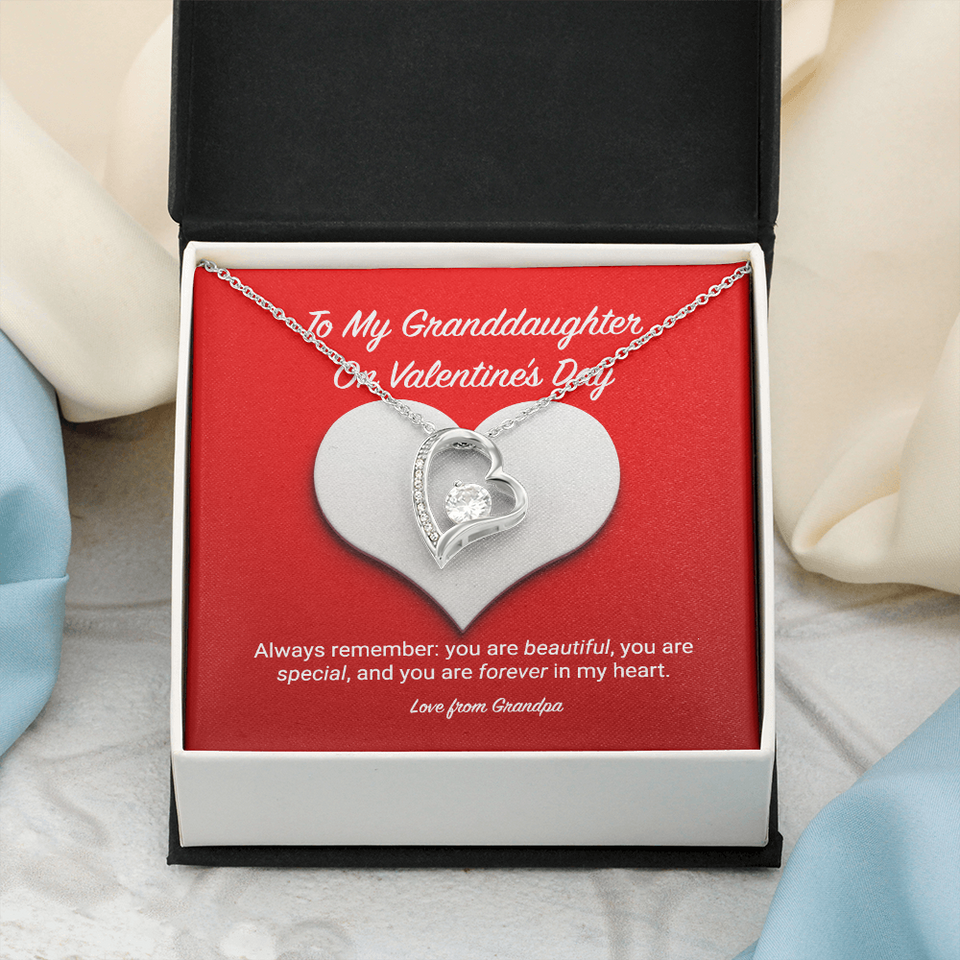 To My Granddaughter from Grandpa Valentine's Day Forever Love Necklace