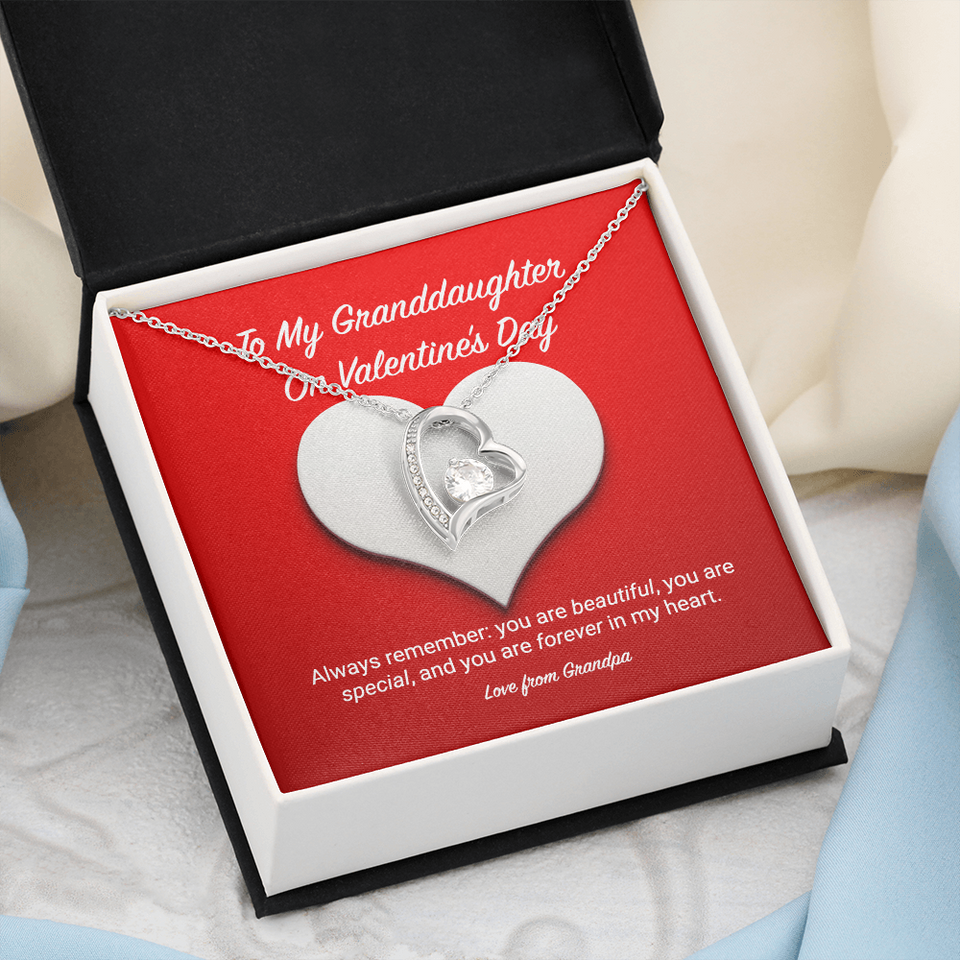 To My Granddaughter from Grandpa Valentine's Day Forever Love Necklace