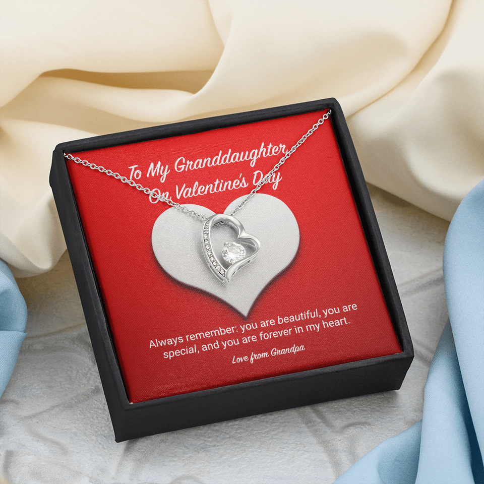 To My Granddaughter from Grandpa Valentine's Day Forever Love Necklace
