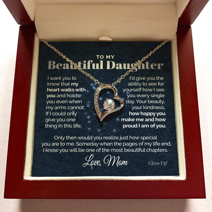 Namashops - Forever Love Necklace - To my Beautiful Daughter - I'm proud of you - Forever love necklace, Gift For Wife, For Mom, Gift For Christmas, Birthday