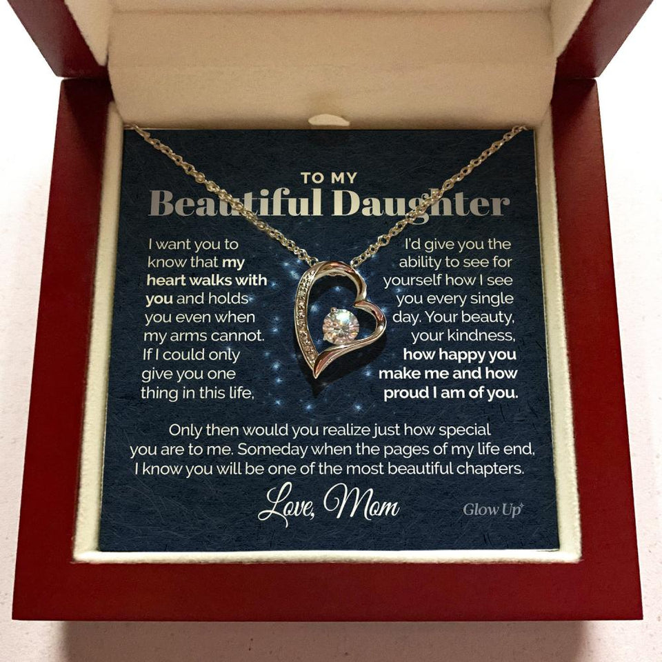 Namashops - Forever Love Necklace - To my Beautiful Daughter - I'm proud of you - Forever love necklace, Gift For Wife, For Mom, Gift For Christmas, Birthday