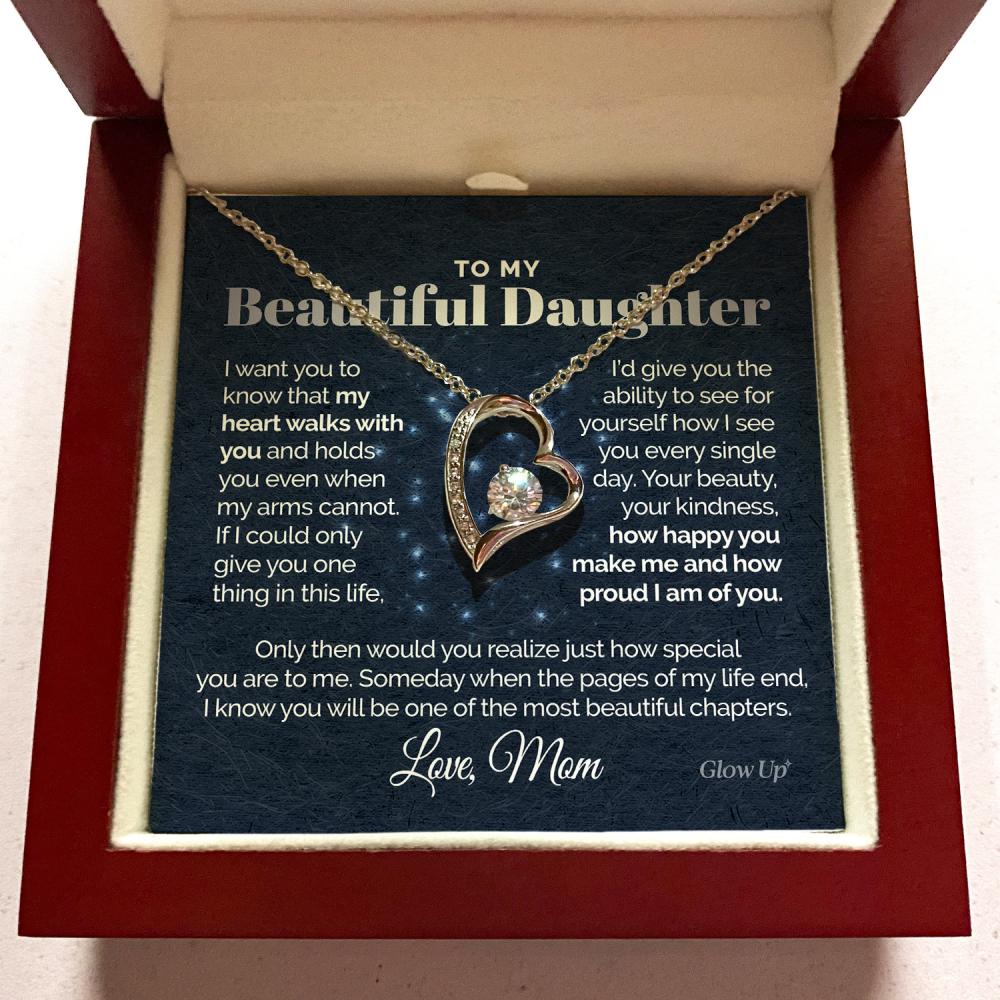 Namashops - Forever Love Necklace - To my Beautiful Daughter - I'm proud of you - Forever love necklace, Gift For Wife, For Mom, Gift For Christmas, Birthday