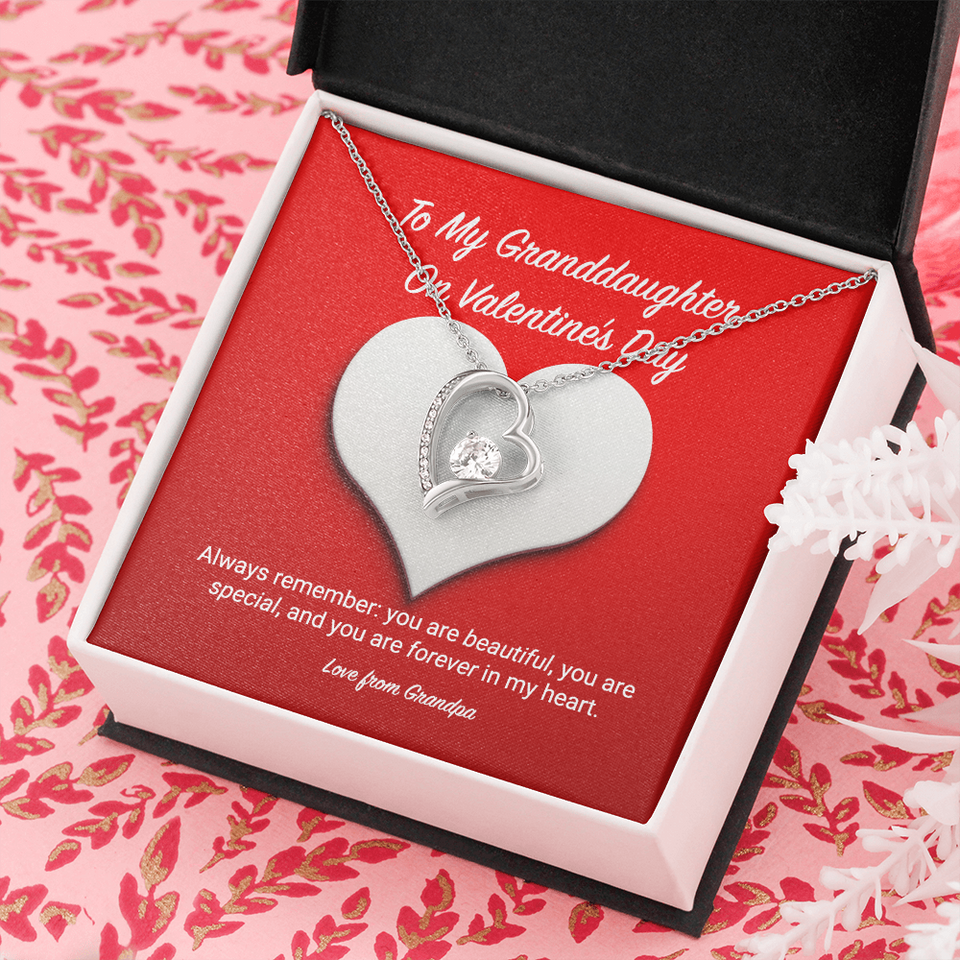 To My Granddaughter from Grandpa Valentine's Day Forever Love Necklace