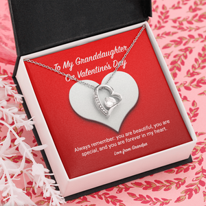 To My Granddaughter from Grandpa Valentine's Day Forever Love Necklace