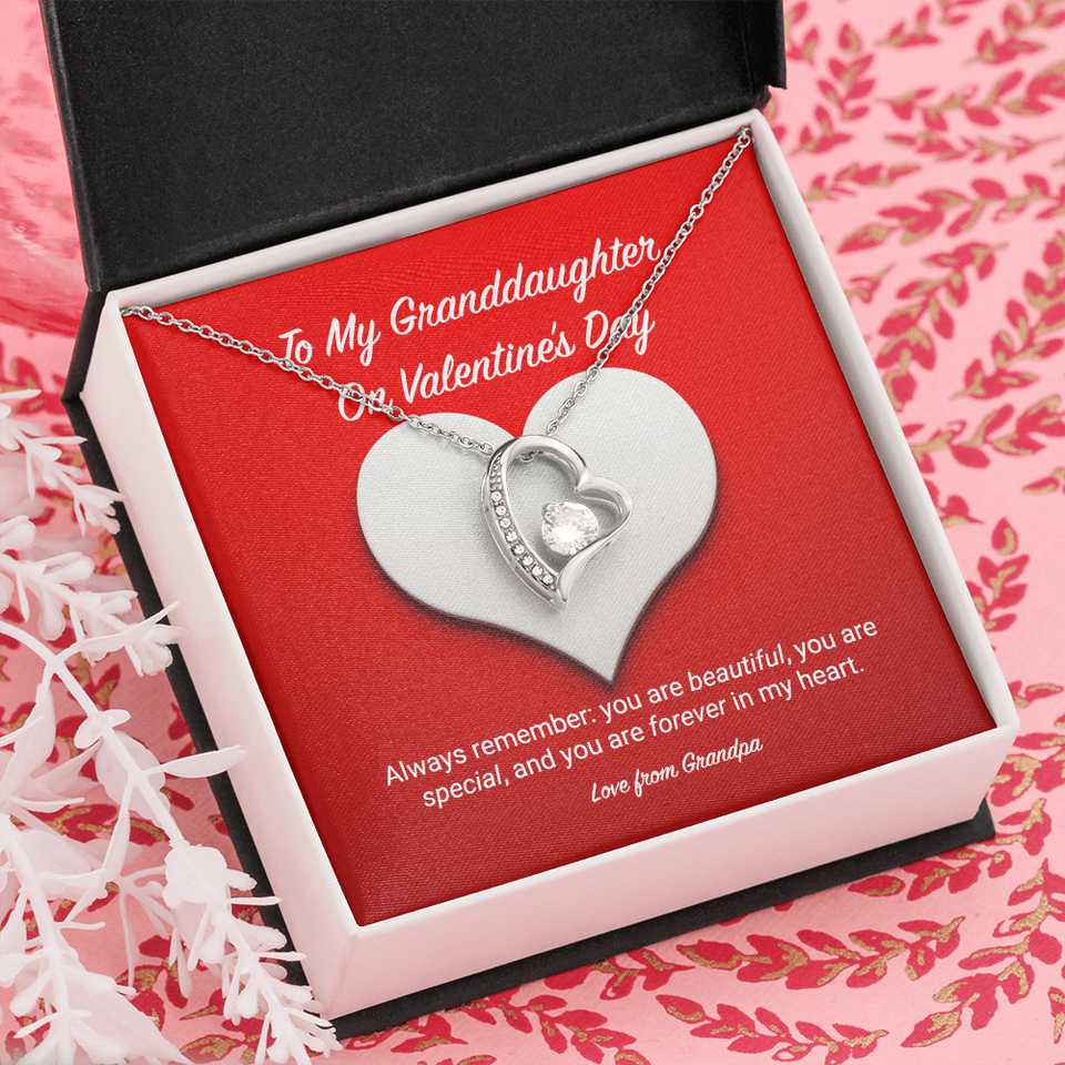 To My Granddaughter from Grandpa Valentine's Day Forever Love Necklace