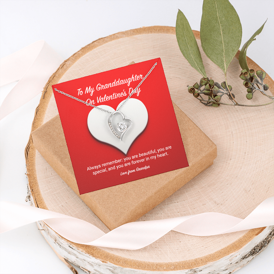 To My Granddaughter from Grandpa Valentine's Day Forever Love Necklace
