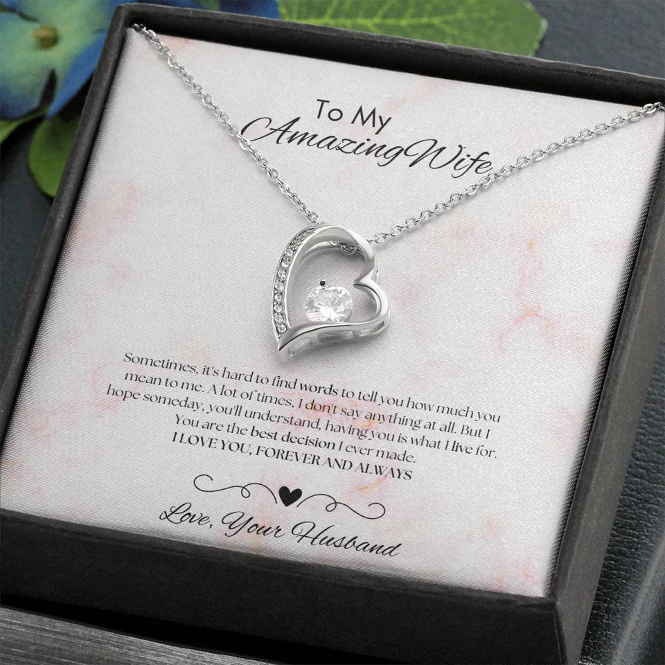 To My Amazing Wife - Forever Love Necklace - Light Pink Gift For Mom, necklace For Wife, Gift For Mother's Day
