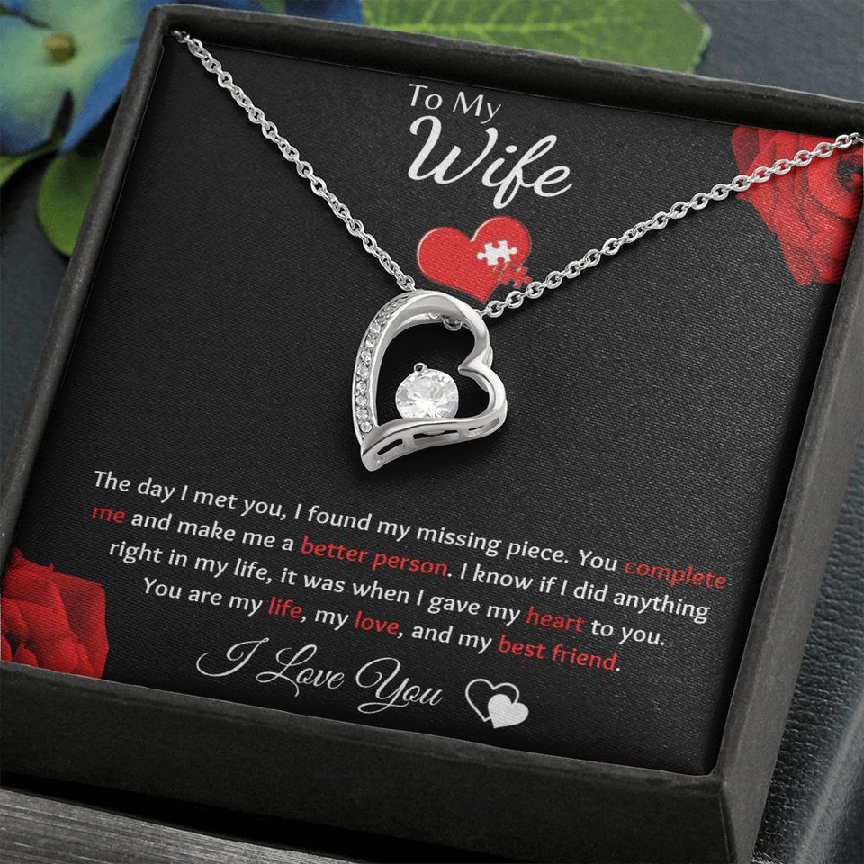 To My Wife - Forever Love Necklace - Puzzle Piece Gift For Mom, necklace For Wife, Gift For Mother's Day