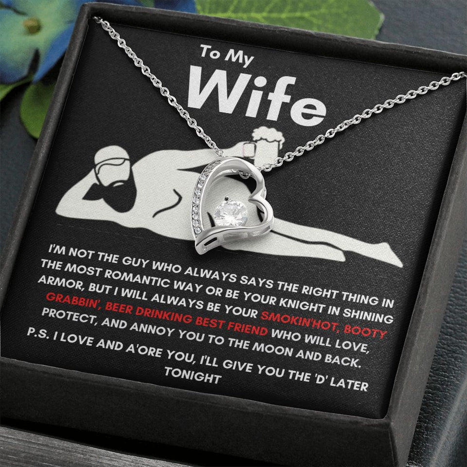 To My Wife - Forever Love Necklace - Booty Grabbin' - Black Card Gift For Mom, necklace For Wife, Gift For Mother's Day