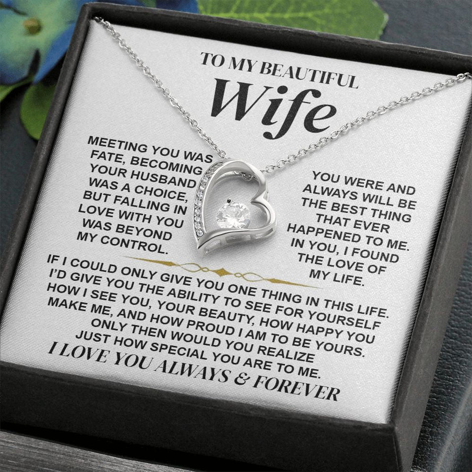 To My Beautiful Wife | Meeting You Was Fate | Forever Love Necklace